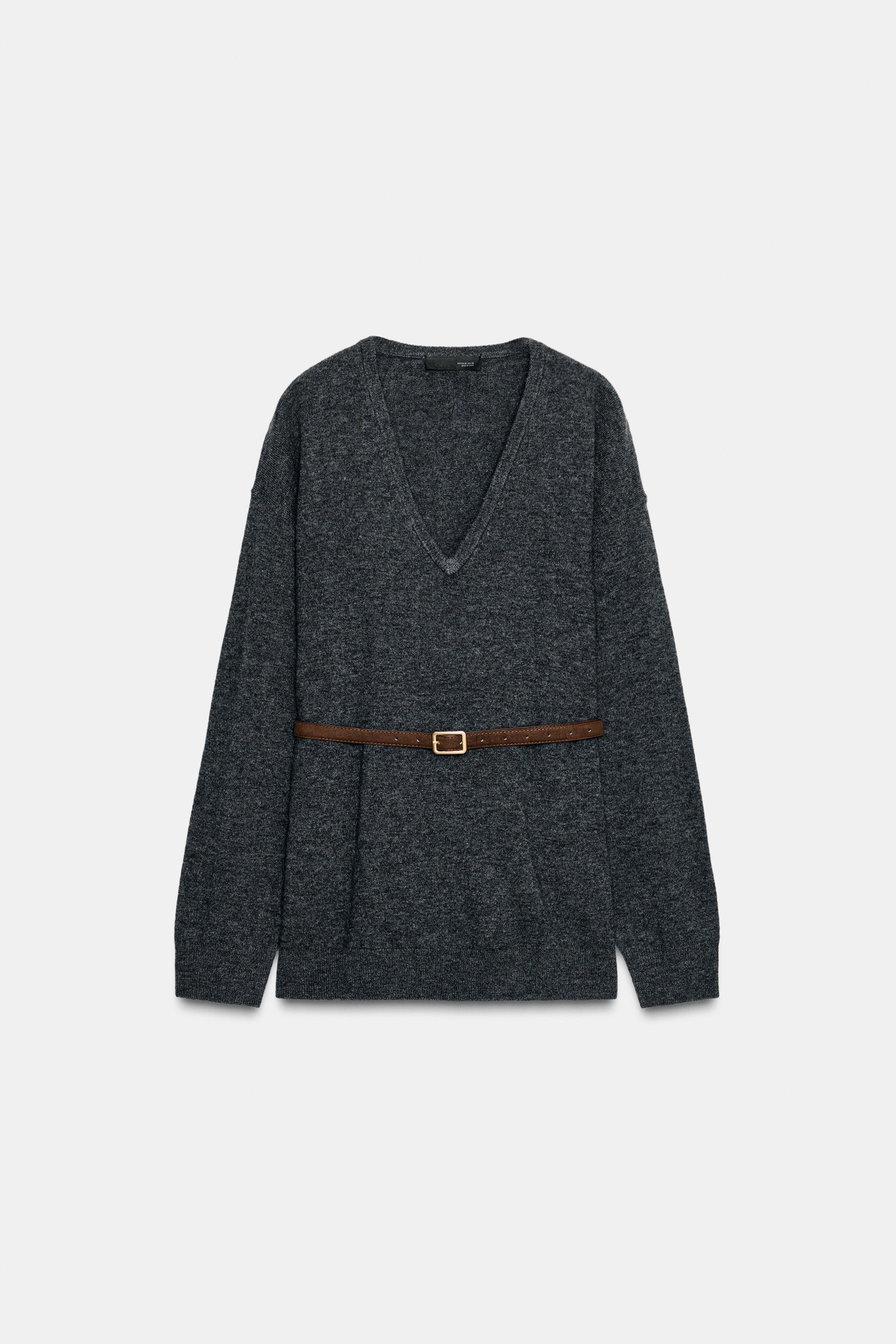 100% WOOL OVERSIZED BELTED JUMPER